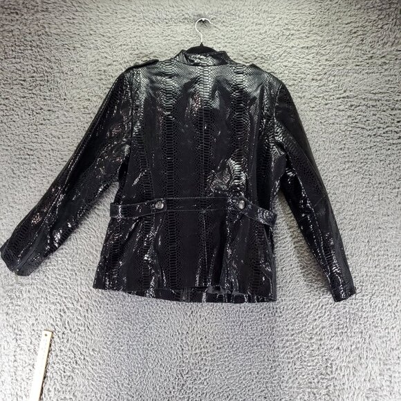 Pamela McCoy Jacket Womens Large Black Genuine Leather Lizard Embossed - Picture 8 of 9